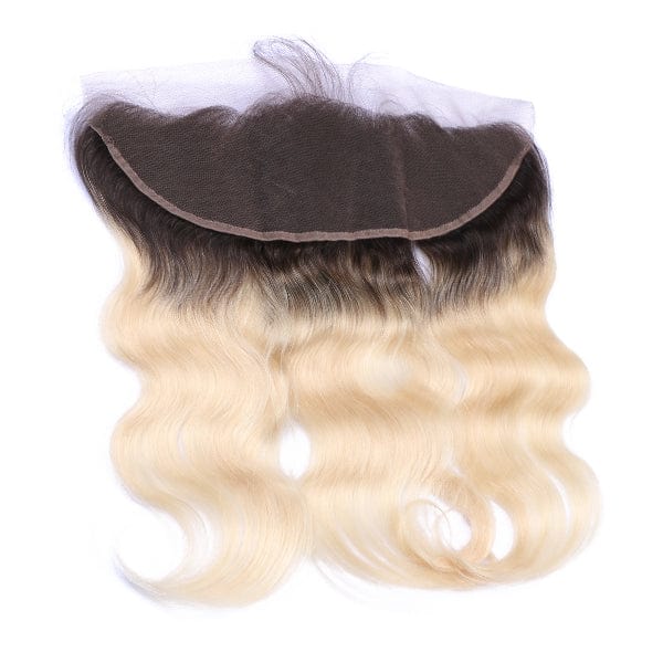 613 Blonde With Black Roots Body Wave Frontal - Bossette Hair